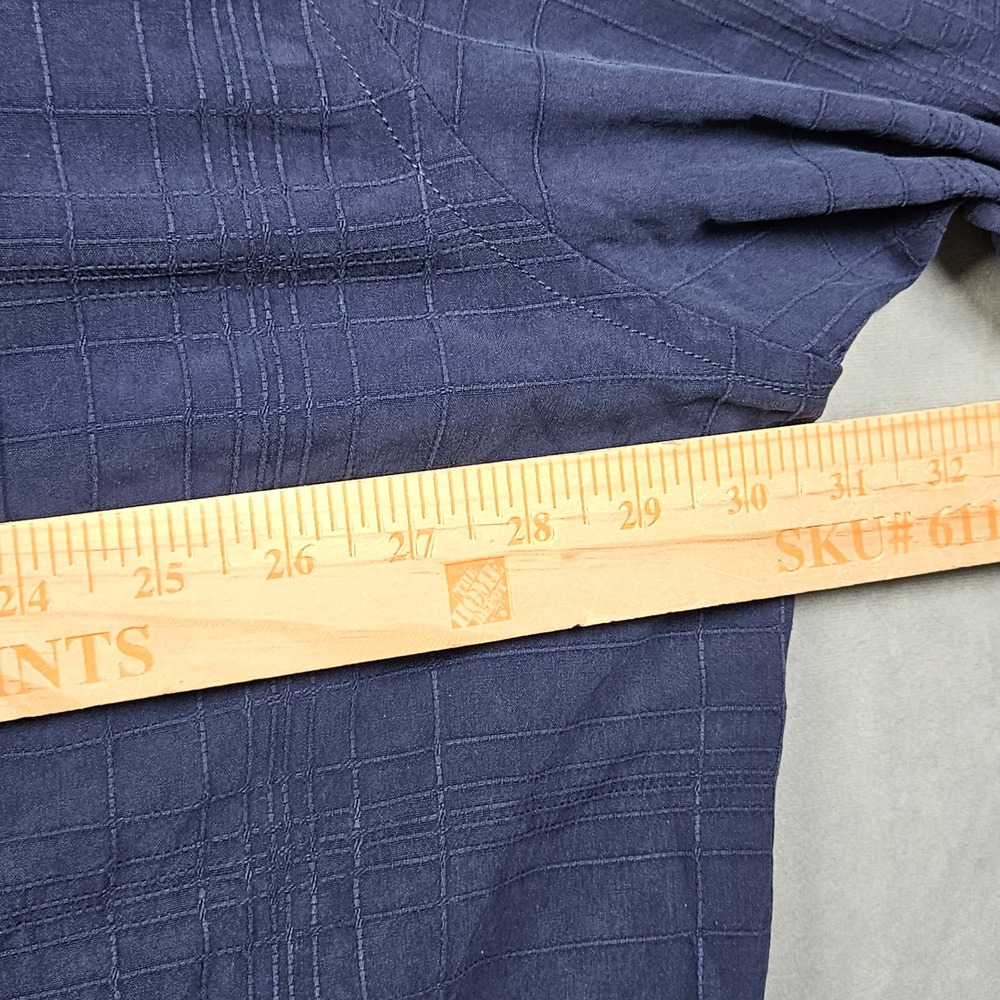 Tommy Bahama Silk Shirt Mens 3XT Blue Button Up Textured Grid Pocket Beach - Picture 7 of 9
